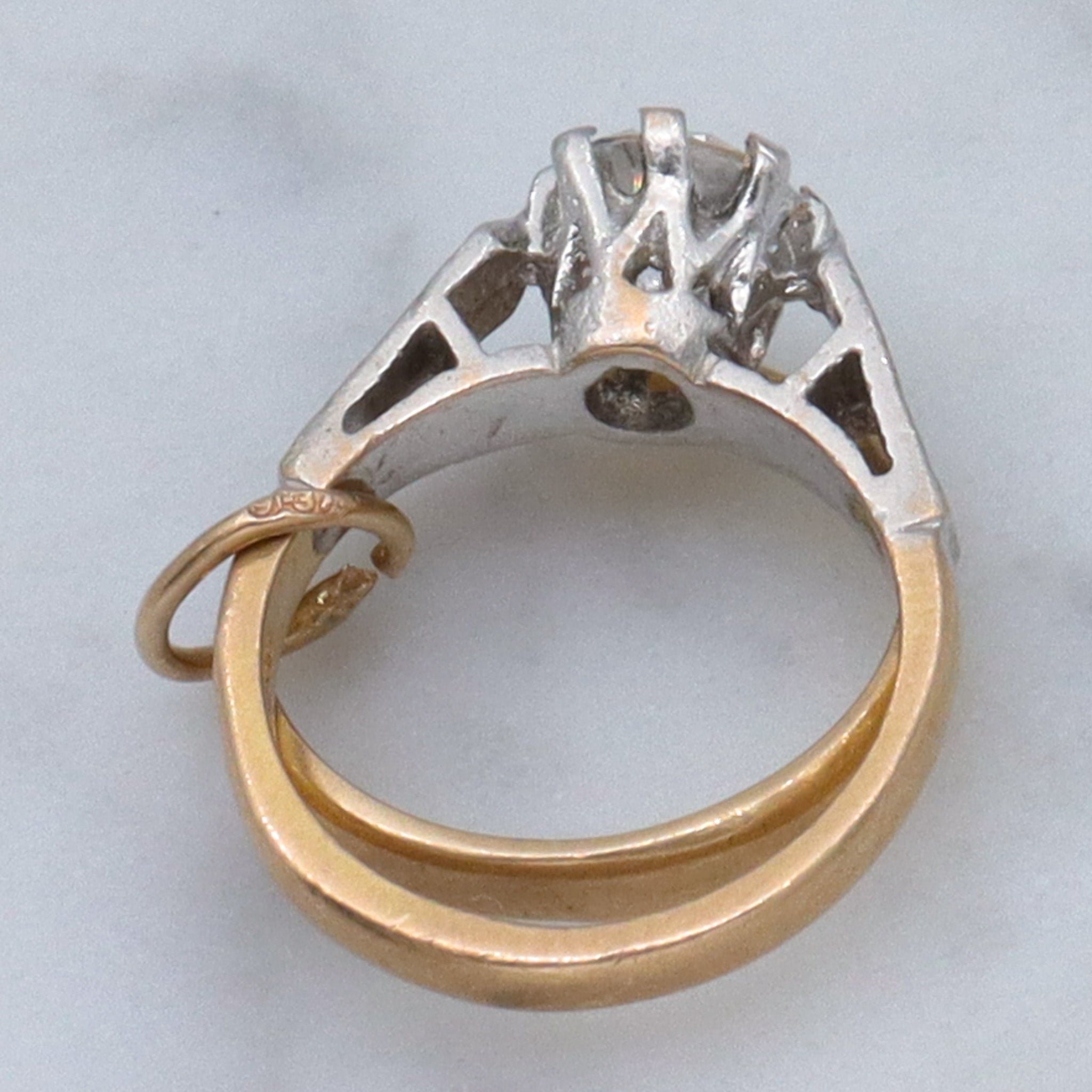 Vintage English 9k gold engagement & wedding ring charm pendant